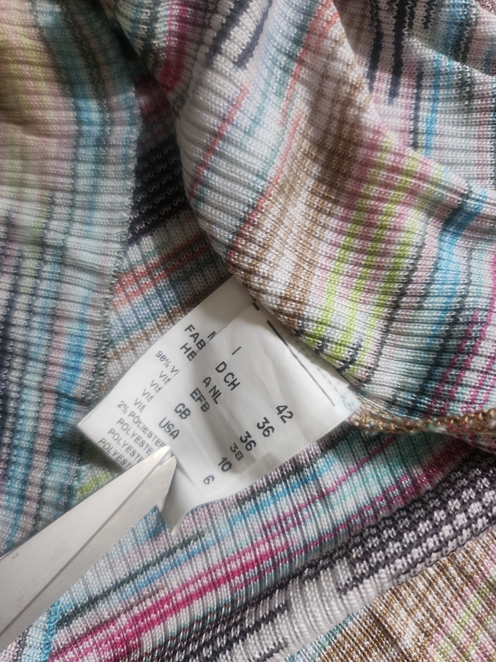 M MISSONO | Multicolor Striped V-Neck Button Cardigan - Picture 12 of 16